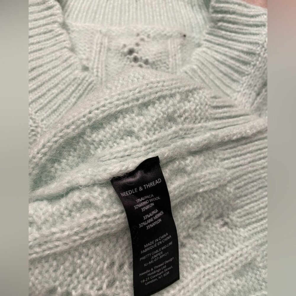 NEW Needle & Thread Midline Jumper Sweater Alpaca Wool Blend Mint Green | size S - Picture 10 of 10